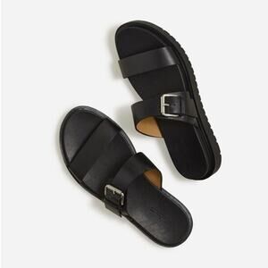 Madewell The Dee Double-Strap Slide Sandal in True Black - Size 12